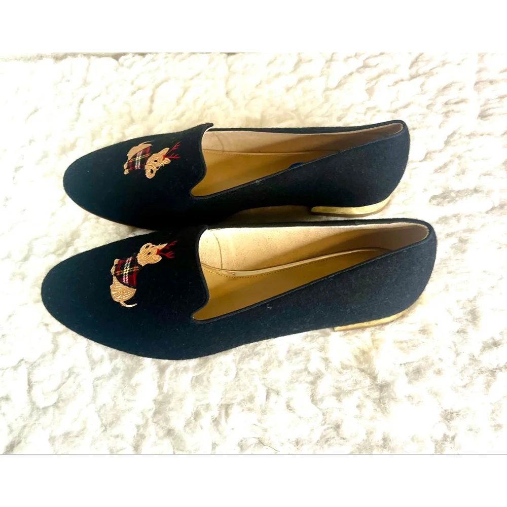 Talbots Ryan Embroidered Dog Loafer- Flannel Women Size 10.5 - Picture 5 of 9